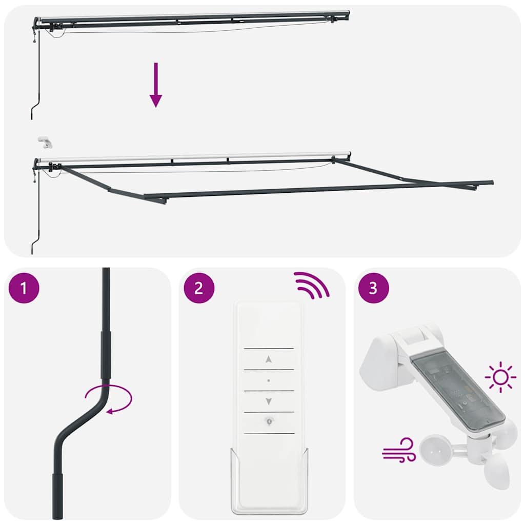Tenda da Sole Retrattile Automatica con LED Bordò 500x300 cm | homemem39