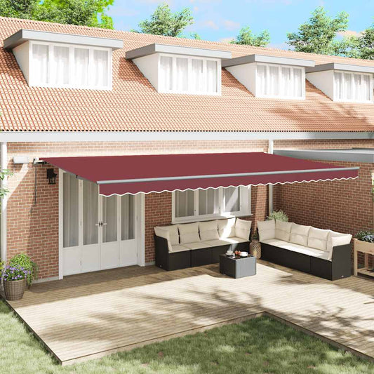 Tenda da Sole Retrattile Manuale con LED Bordò 600x300 cm | homemem39