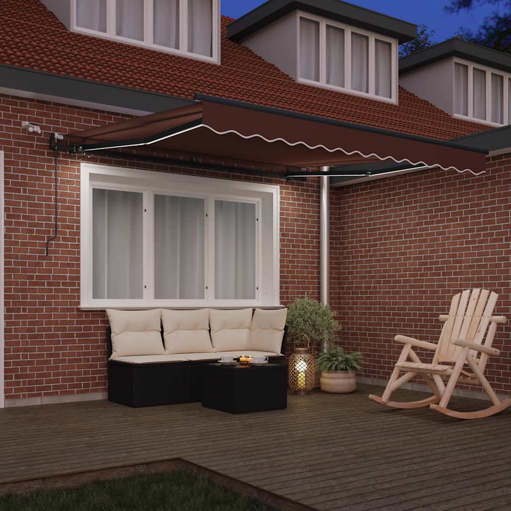 Tenda da Sole Retrattile Automatica con LED Marrone 300x250 cm | homemem39