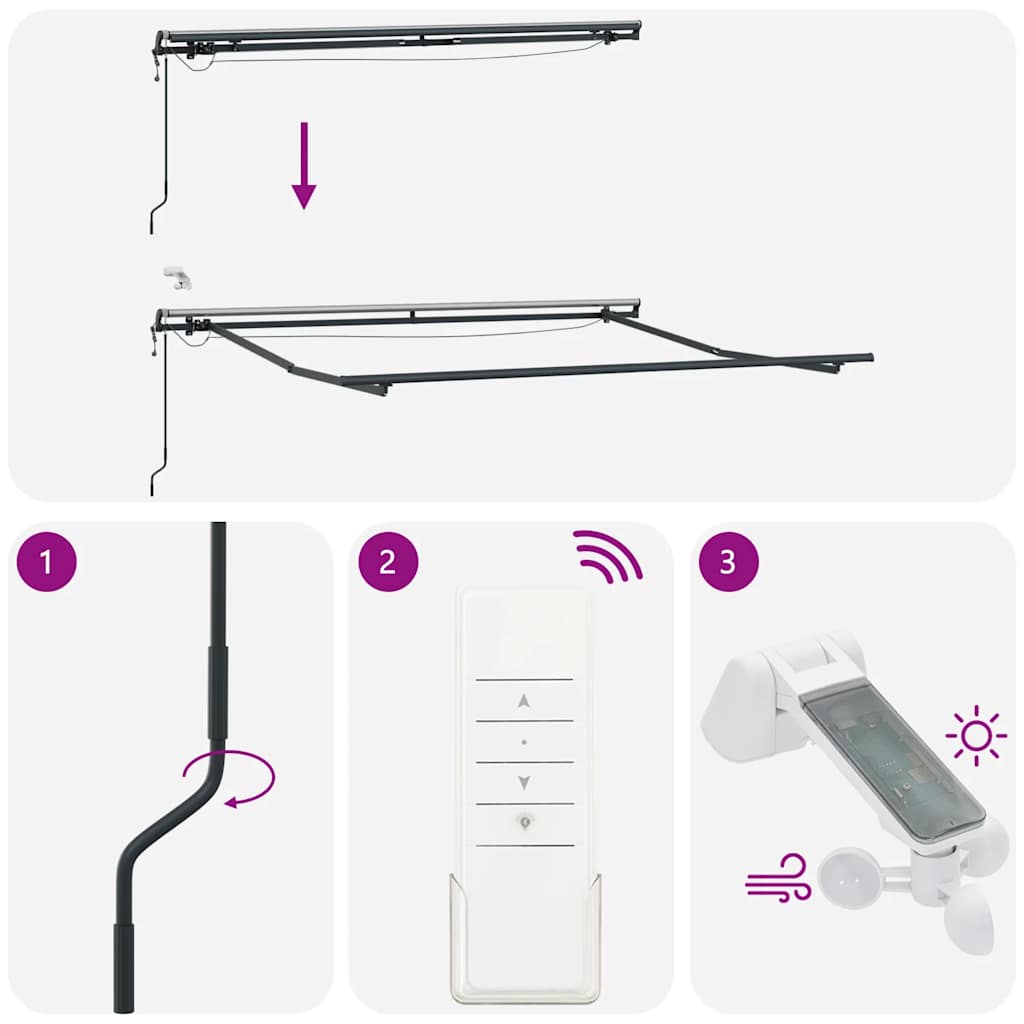 Tenda da Sole Retrattile Automatica con LED Marrone 300x250 cm | homemem39