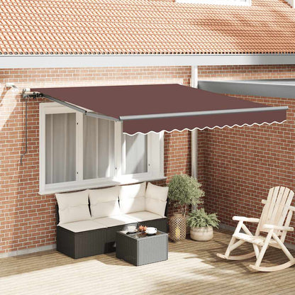 Tenda da Sole Retrattile Automatica con LED Marrone 300x250 cm