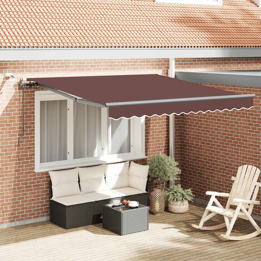 Tenda da Sole Retrattile Automatica con LED Marrone 300x250 cm