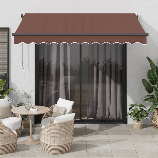 Tenda da Sole Retrattile Automatica con LED Marrone 350x250 cm