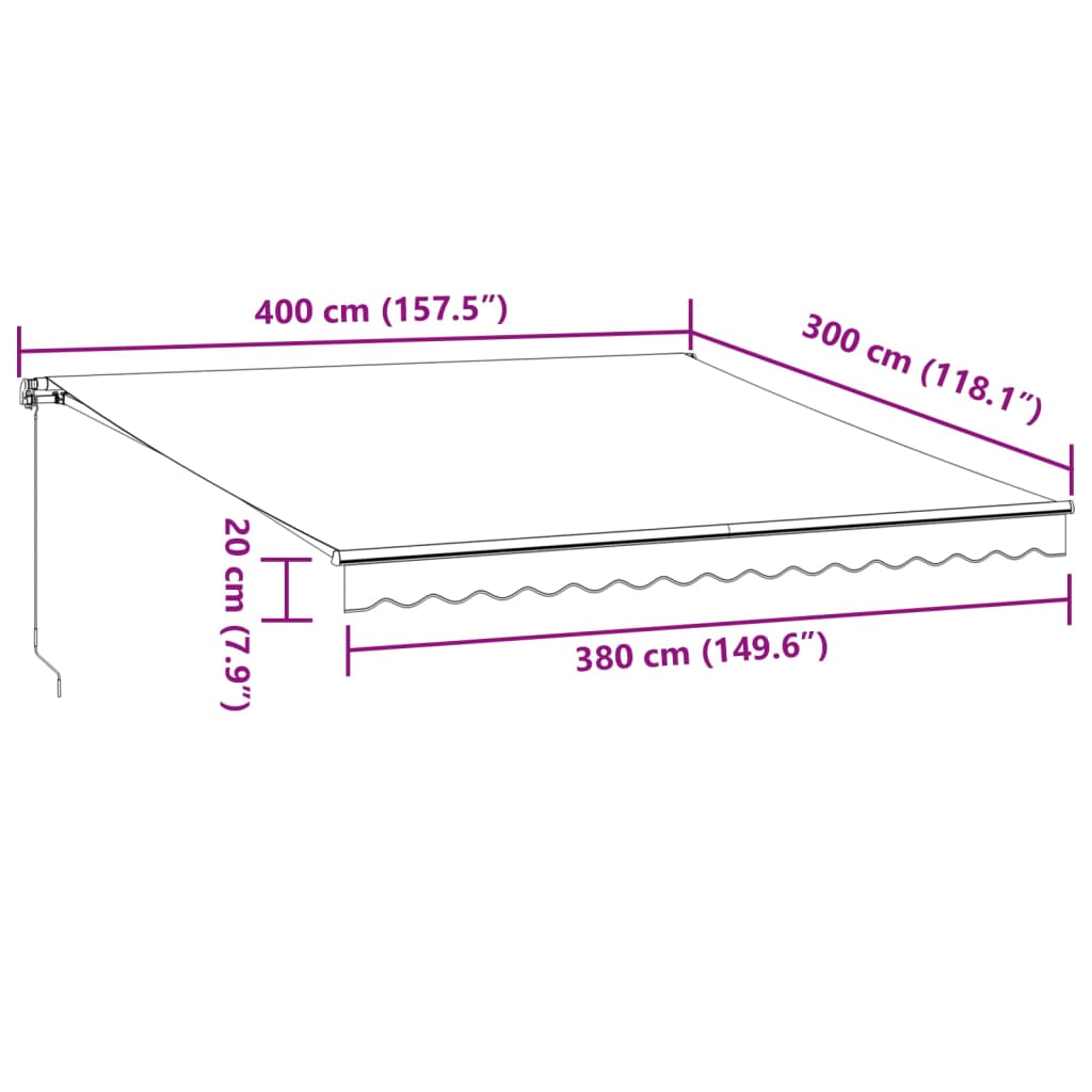 Tenda da Sole Retrattile Manuale con LED Marrone 400x300 cm - homemem39