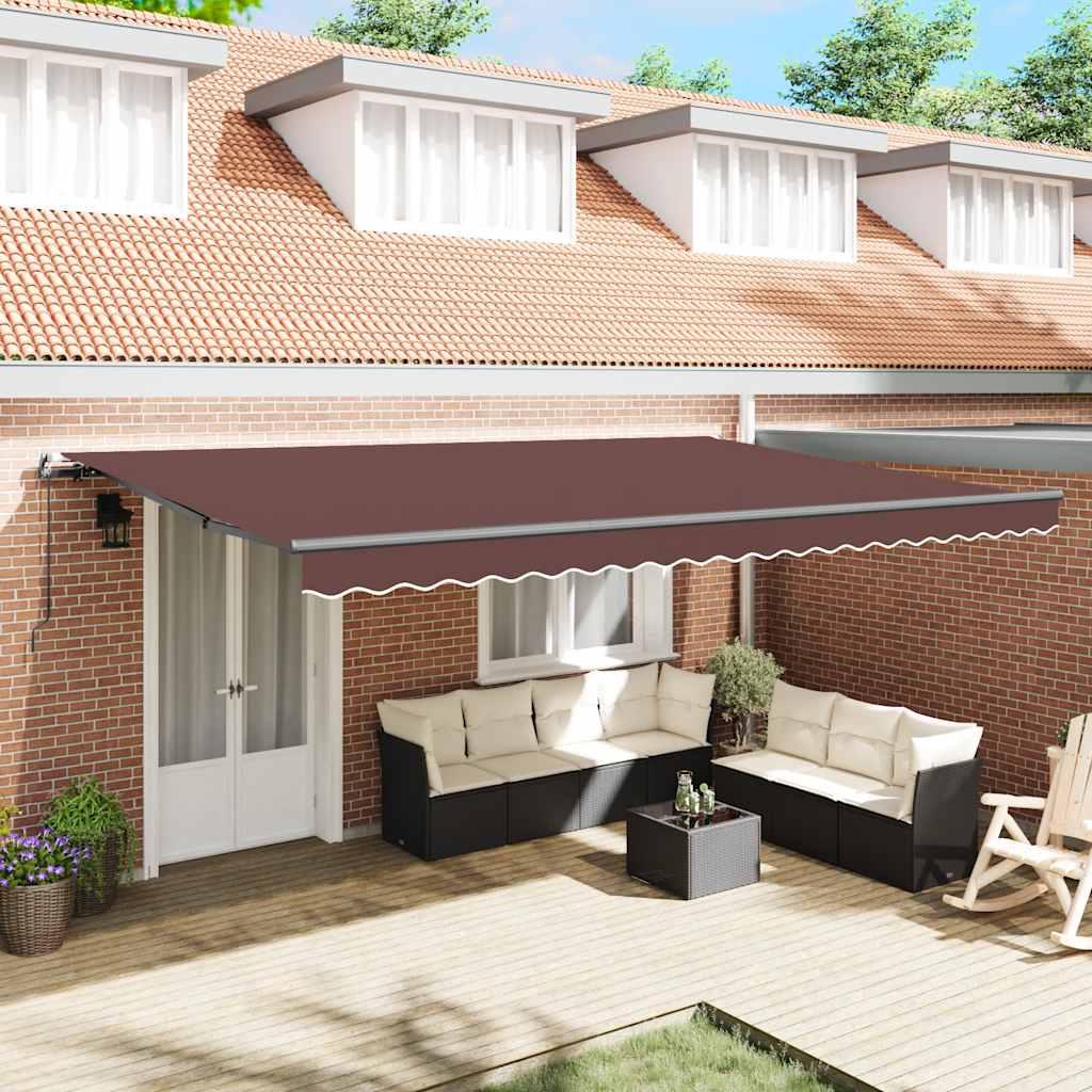 Tenda Sole Retrattile Manuale 500x300 cm Marrone | homemem39