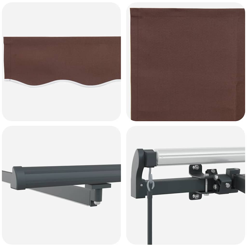 Tenda da Sole Retrattile Manuale con LED Marrone 500x300 cm | homemem39