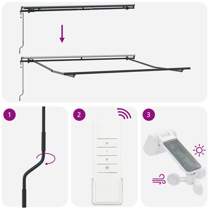 Tenda Sole Retrattile Automatica Antracite e Bianco 300x250 cm