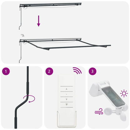 Tenda Retrattile Automatica LED Antracite e Bianco 300x250 cm | homemem39