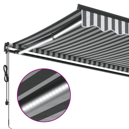 Tenda Retrattile Automatica LED Antracite e Bianco 350x250 cm | homemem39