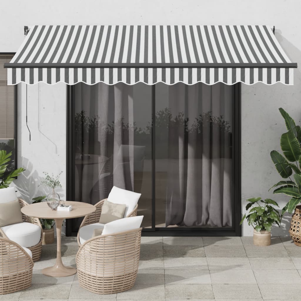 Tenda Retrattile Automatica LED Antracite e Bianco 350x250 cm | homemem39