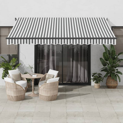 Tenda da Sole Retrattile Manuale Antracite e Bianco 400x300 cm - homemem39