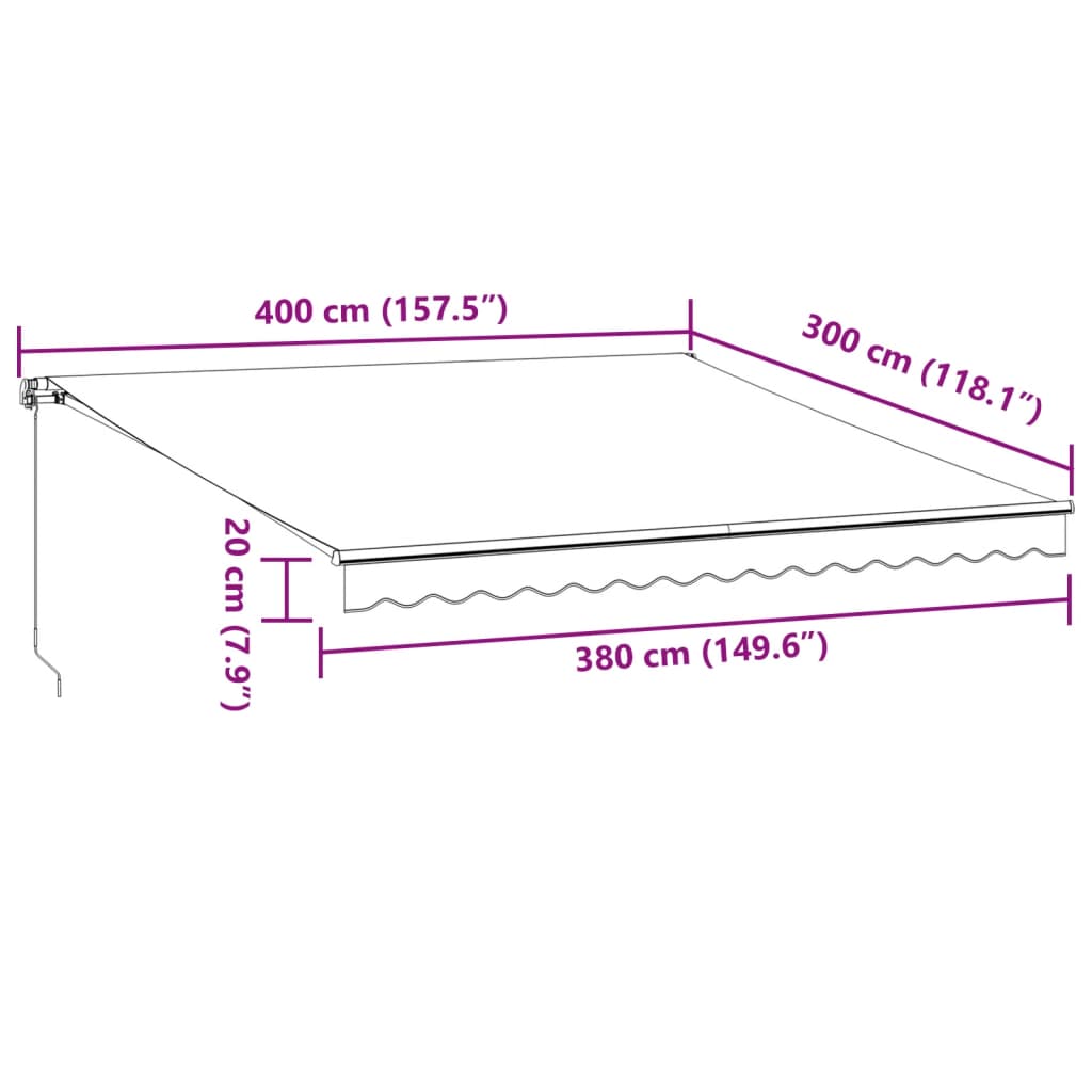 Tenda Retrattile Manuale con LED Antracite e Bianco 400x300 cm - homemem39