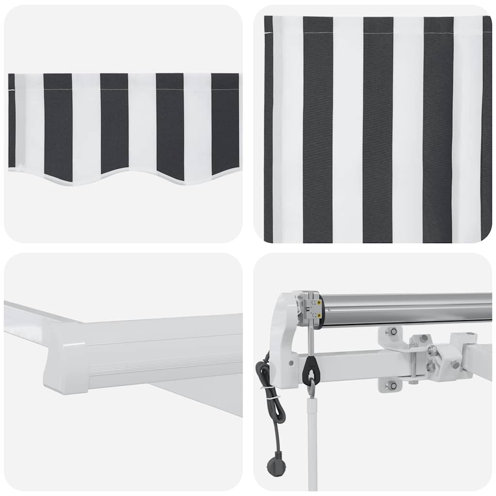 Tenda Retrattile Automatica Antracite e Bianco 450x300 cm | homemem39