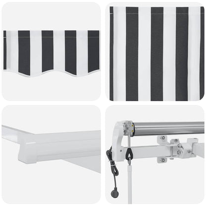 Tenda Retrattile Automatica Antracite e Bianco 450x300 cm | homemem39