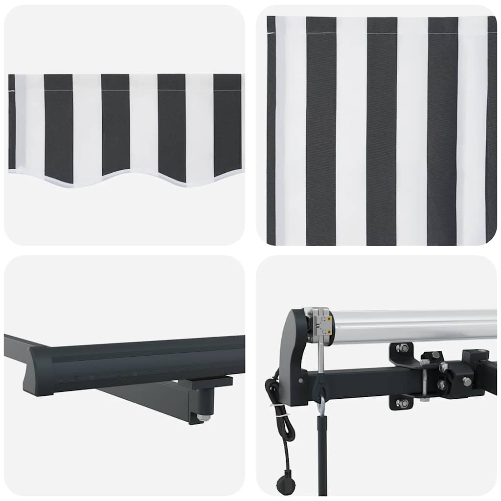 Tenda Retrattile Automatica Antracite e Bianco 450x300 cm | homemem39