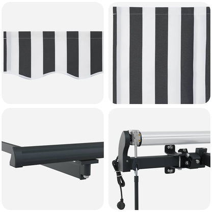 Tenda Retrattile Automatica Antracite e Bianco 450x300 cm | homemem39