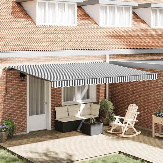 Tenda Retrattile Automatica Antracite e Bianco 450x300 cm | homemem39