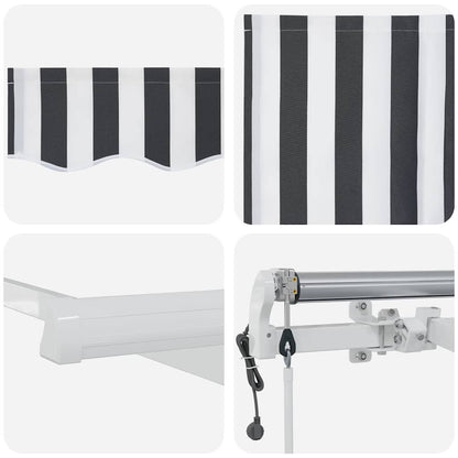 Tenda Sole Retrattile Automatica Antracite e Bianco 500x300 cm | homemem39