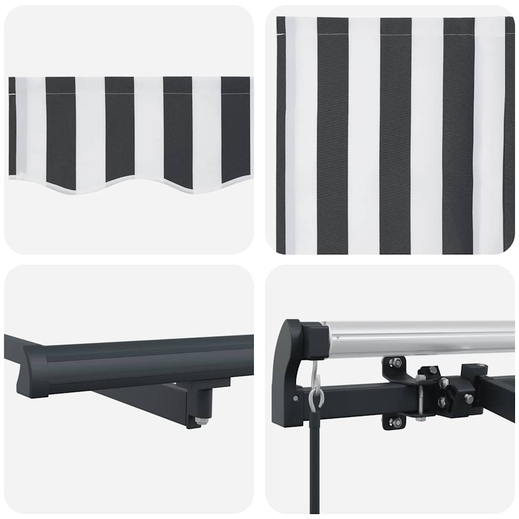 Tenda da Sole Retrattile Manuale Antracite e Bianco 500x300 cm | homemem39