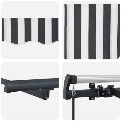 Tenda da Sole Retrattile Manuale Antracite e Bianco 500x300 cm | homemem39