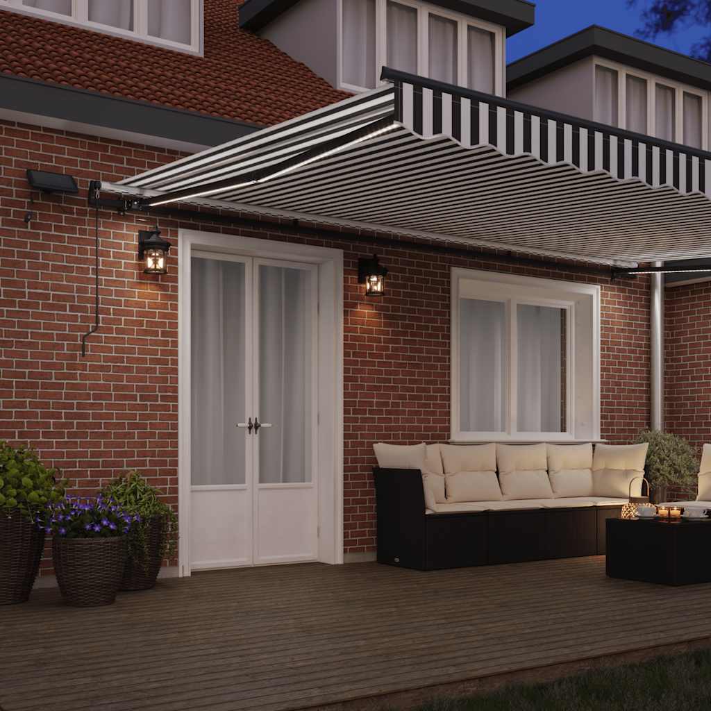 Tenda Retrattile Manuale con LED Antracite/ Bianco 500x300 cm | homemem39