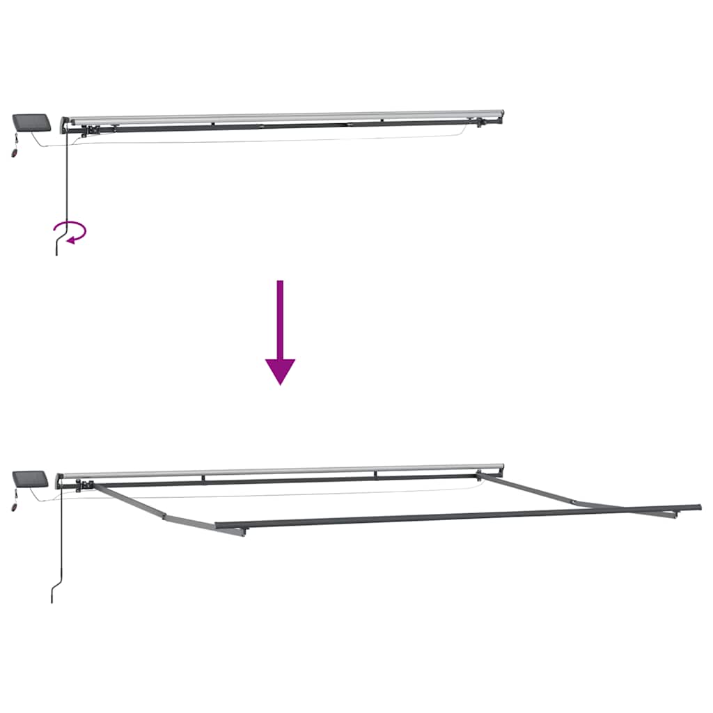 Tenda Retrattile Manuale con LED Antracite/ Bianco 500x300 cm | homemem39