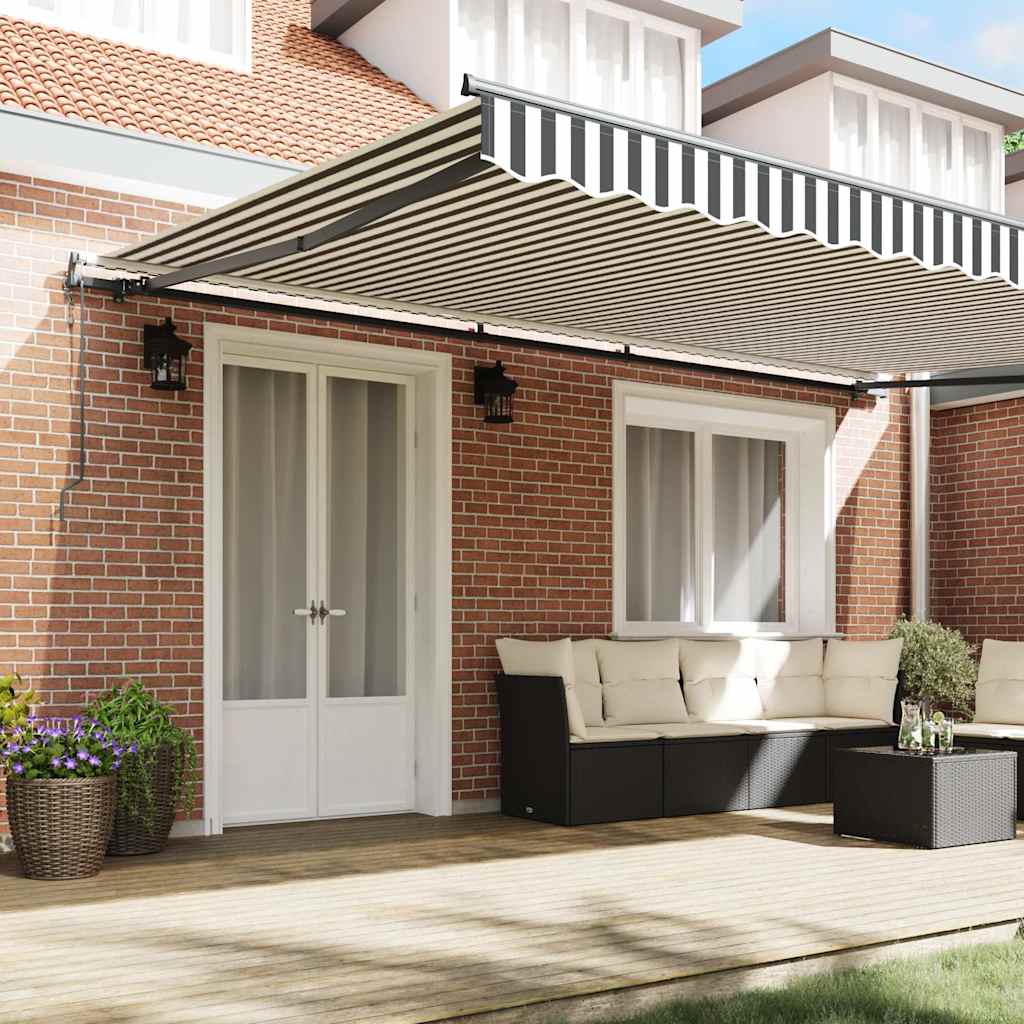 Tenda Sole Retrattile Automatica Antracite e Bianco 500x300 cm | homemem39