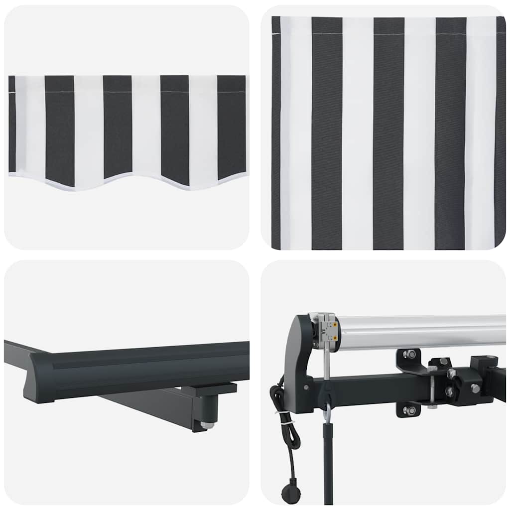 Tenda Sole Retrattile Automatica Antracite e Bianco 500x300 cm | homemem39