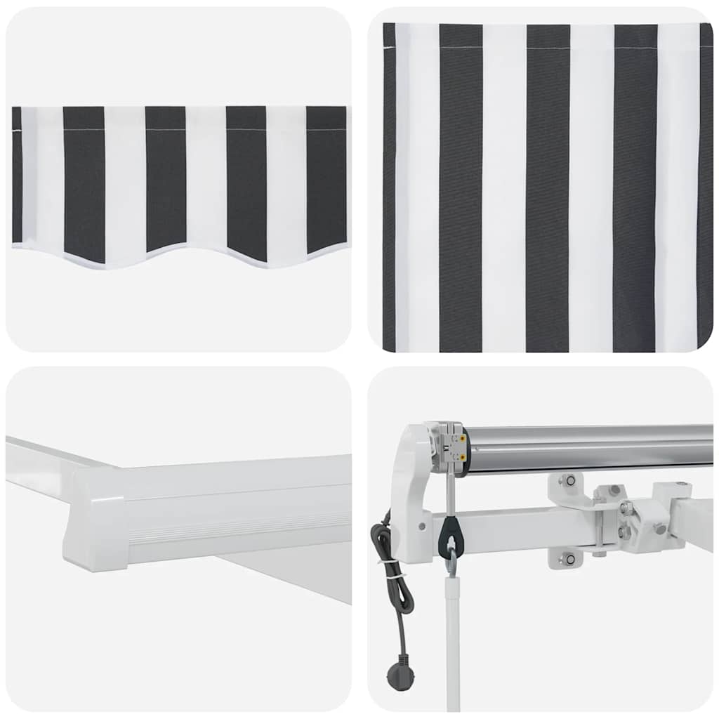 Tenda Sole Retrattile Automatica 600x300 cm Antracite e Bianco | homemem39