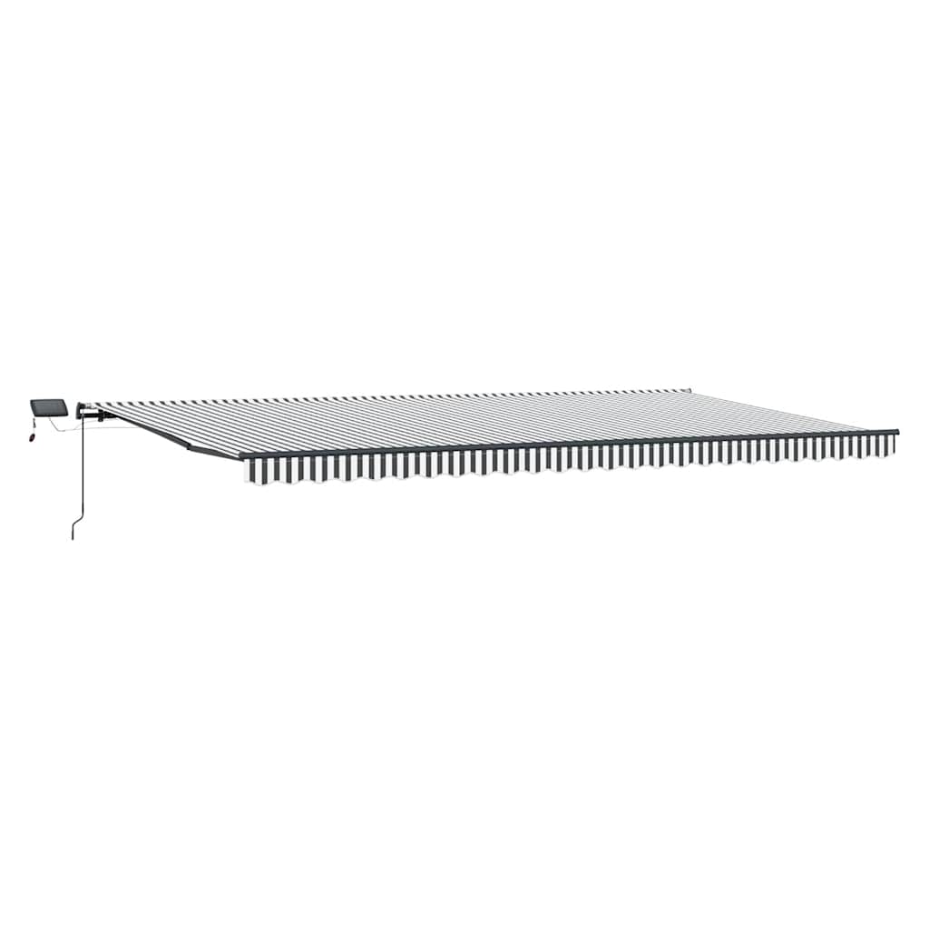 Tenda Retrattile Manuale con LED Antracite e Bianco 600x300 cm | homemem39