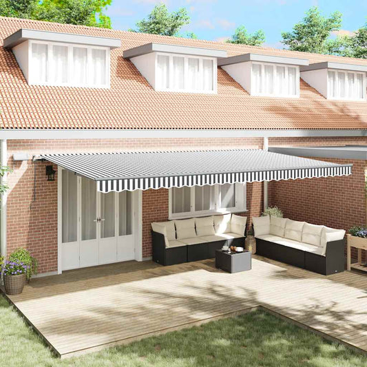 Tenda Retrattile Manuale con LED Antracite e Bianco 600x300 cm | homemem39