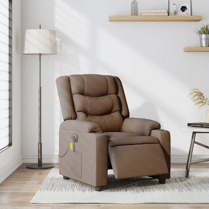 Poltrona Massaggiante Reclinabile Elettrica Marrone in Tessuto