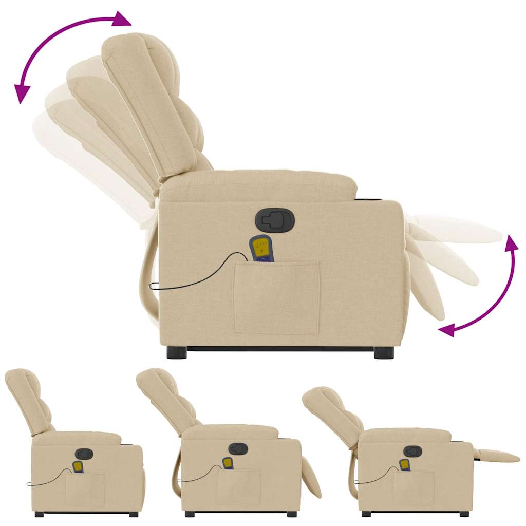 Poltrona Alzapersona Massaggiante Reclinabile Crema in Tessuto - homemem39