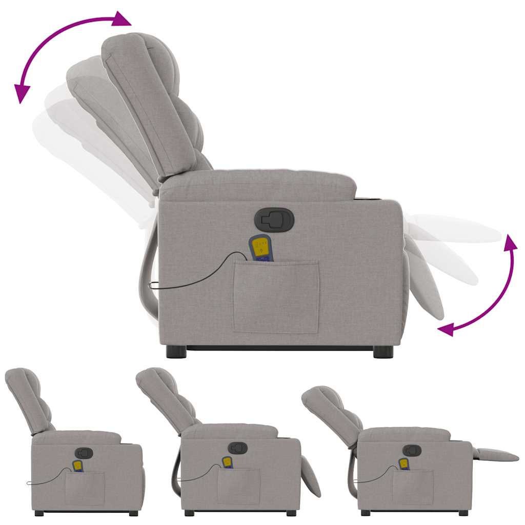 Poltrona Alzapersona Massaggi Reclinabile Grigio Nuvola Tessuto - homemem39