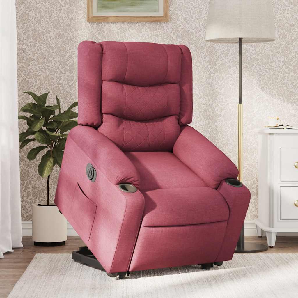 Poltrona Alzapersona Reclinabile Elettrica Rosso Vino Tessuto | homemem39