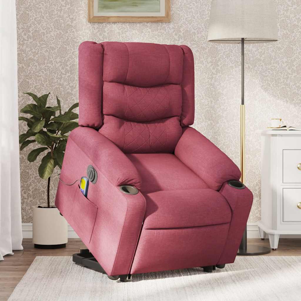 Poltrona Alzapersona Massaggiante Elettrica Rosso Vino Tessuto | homemem39