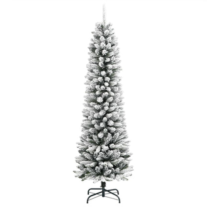 Albero Natale Artificiale Sottile Neve Floccata 120cm PVC e PE - homemem39