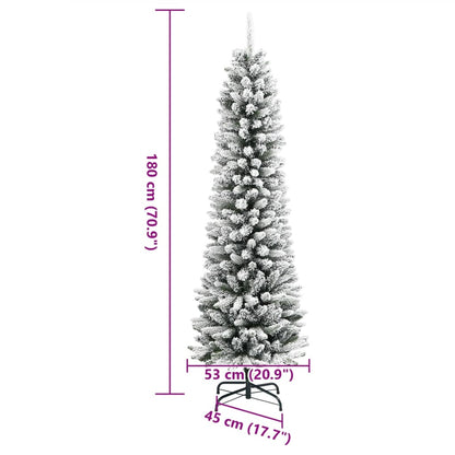 Albero Natale Artificiale Sottile Neve Floccata 180cm PVC e PE - homemem39
