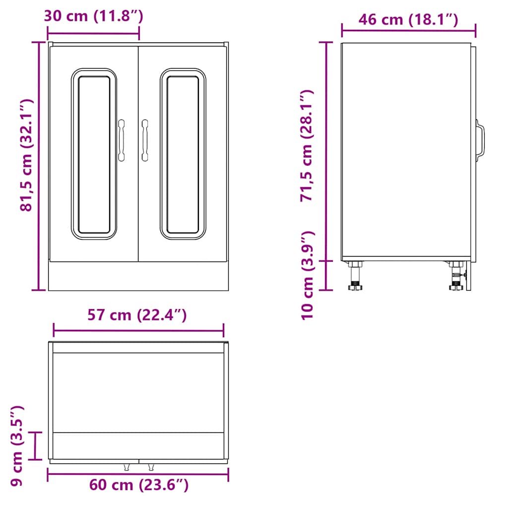 Mobile base lavello Kalmar Bianco Lucido 60x46x81,5 cm - homemem39