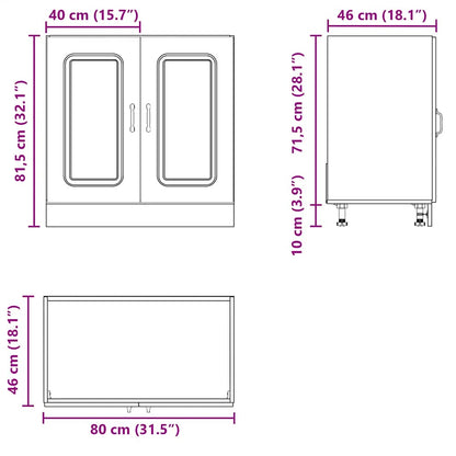 Mobile base lavello Kalmar Rovere Fumo 80x46x81,5 cm Truciolato | homemem39