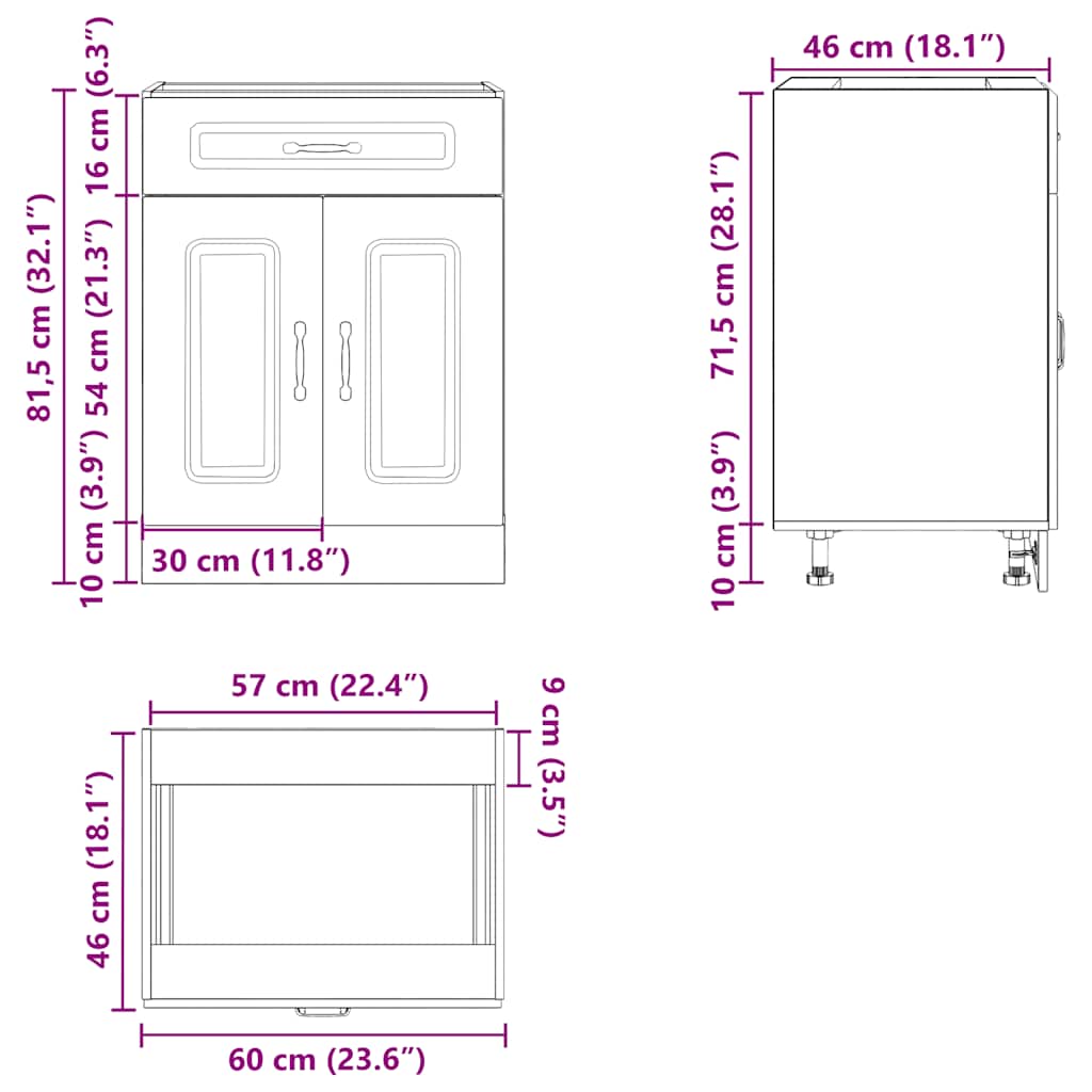 Base da Cucina Kalmar Rovere Marrone in Legno Multistrato - homemem39