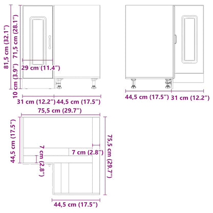 Mobile Base ad Angolo Cucina Kalmar Nero in Legno Multistrato - homemem39