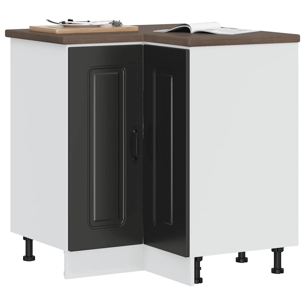 Mobile Base ad Angolo Cucina Kalmar Nero in Legno Multistrato - homemem39