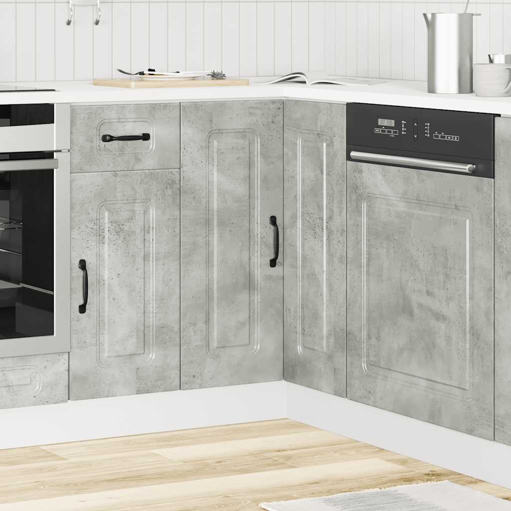 Mobile Base ad Angolo Cucina Kalmar Grigio Cemento Truciolato - homemem39