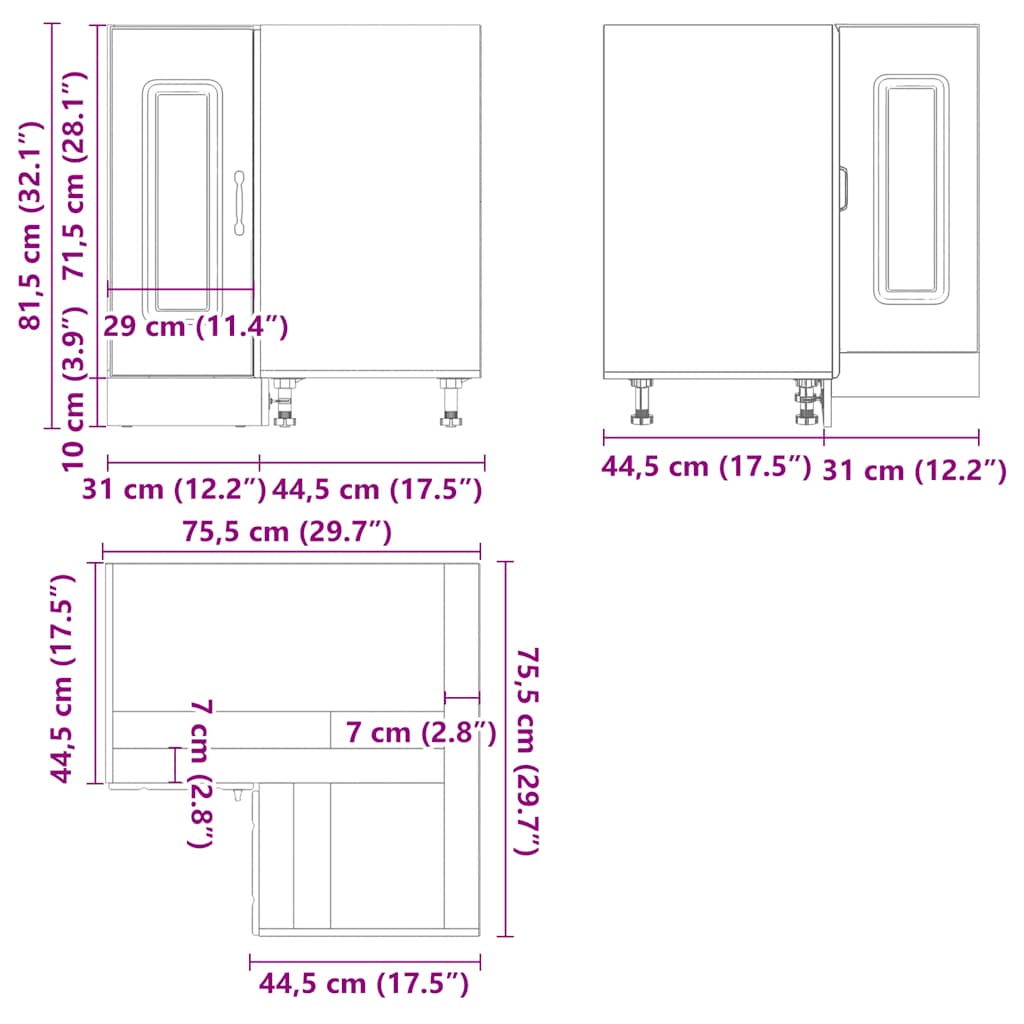 Mobile Base ad Angolo Cucina Kalmar Rovere Marrone Truciolato - homemem39