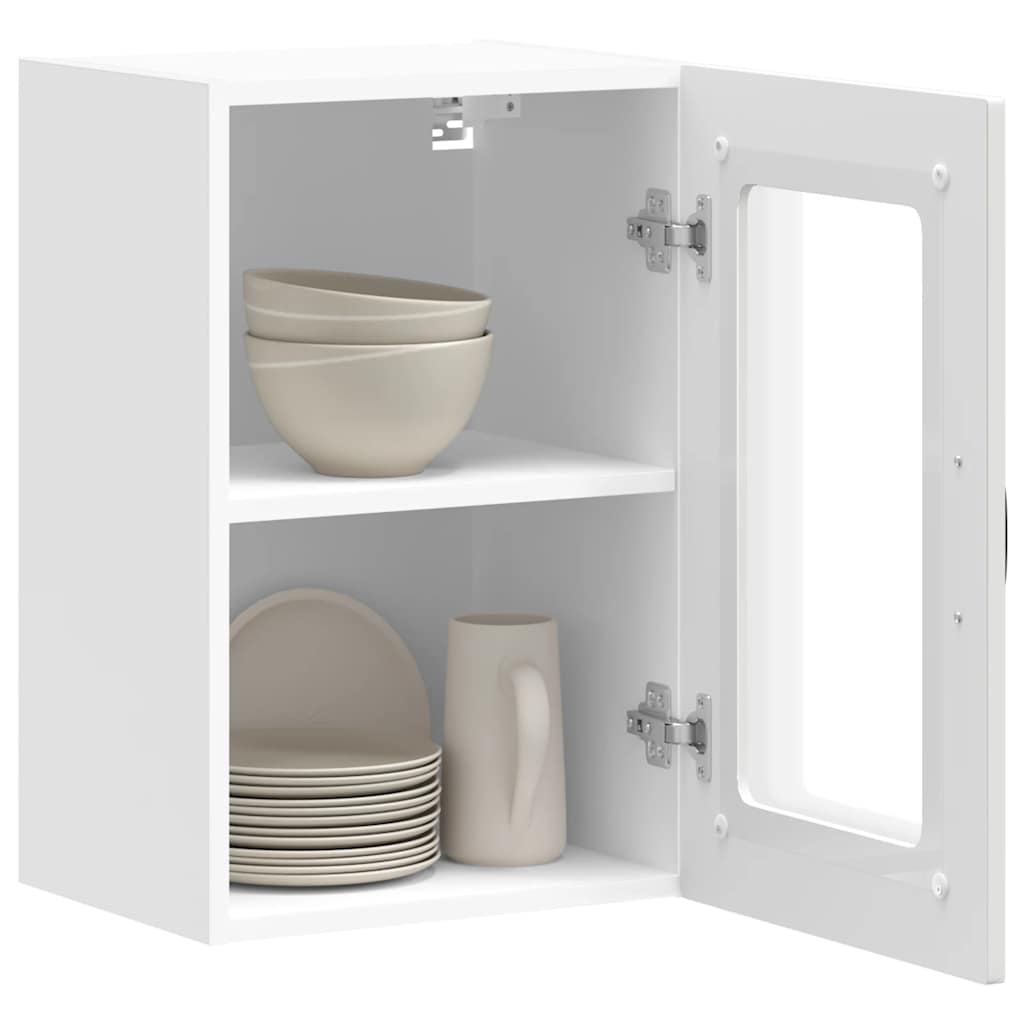 Pensile da Cucina con Porta in Vetro Kalmar Bianco Truciolato | homemem39