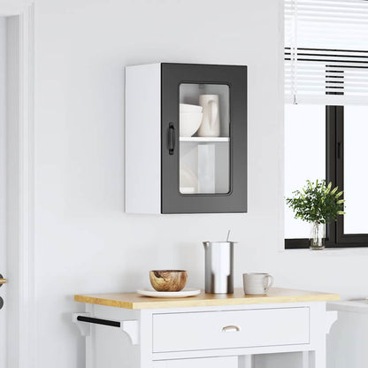 Pensile da Cucina con Porta in Vetro Kalmar Nero Truciolato - homemem39