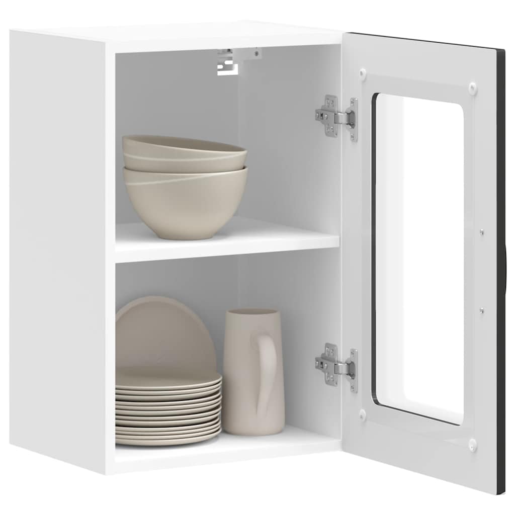 Pensile da Cucina con Porta in Vetro Kalmar Nero Truciolato - homemem39