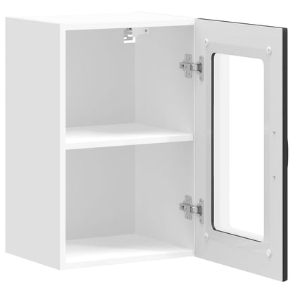 Pensile da Cucina con Porta in Vetro Kalmar Nero Truciolato - homemem39
