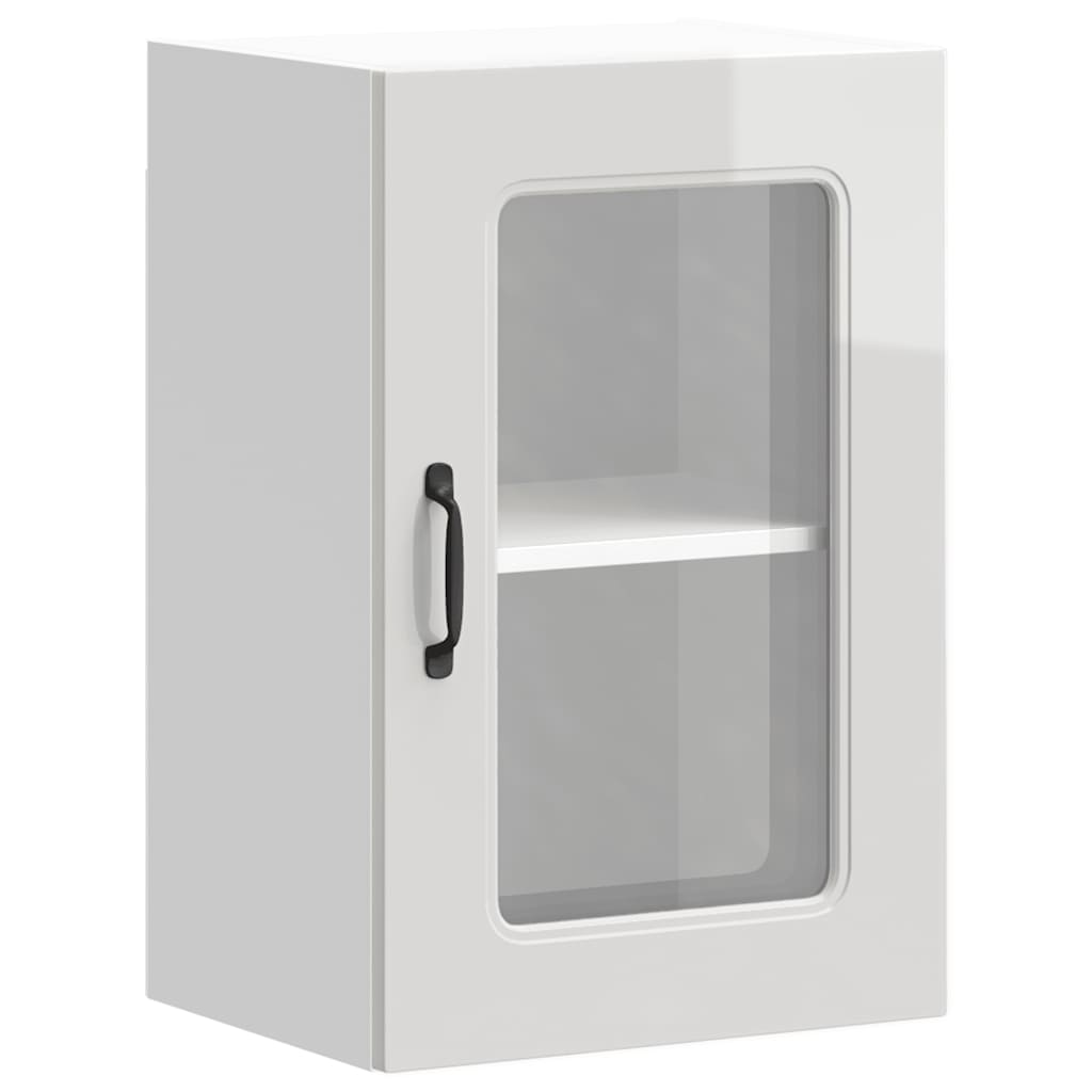 Pensile da Cucina con Porta in Vetro Kalmar Bianco Lucido | homemem39